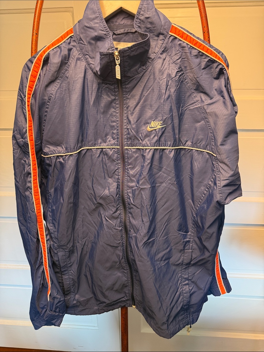 Vintage Y2K Nike heavy Track Jacket Navy Orange windbreaker Contrast Piping